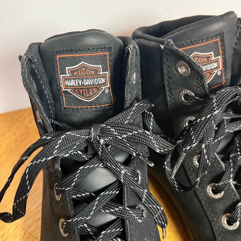Harley-Davidson Watkins Men’s Black Leather Boots Size 8.5 Moto Riding Casual - Picture 3 of 9